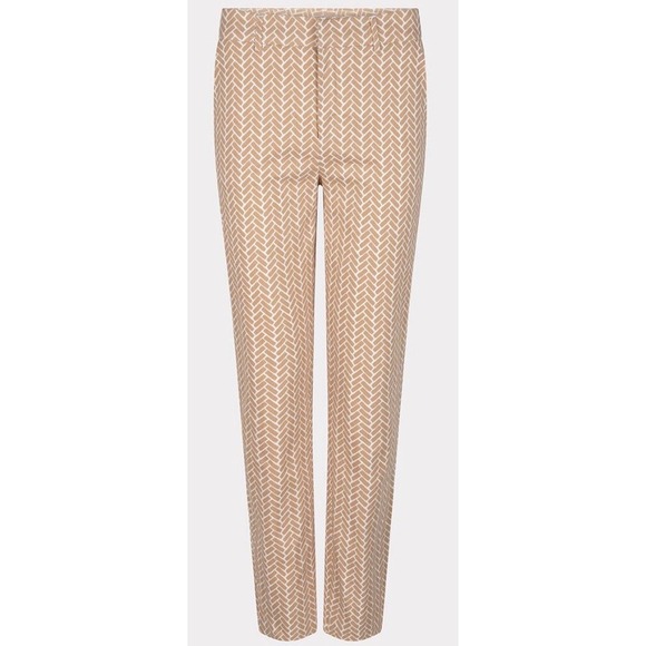 ESQUALO Pants - Esqualo Tan White Geometric Block Print Chino Pants 7/8 Cropped Trousers Women 6